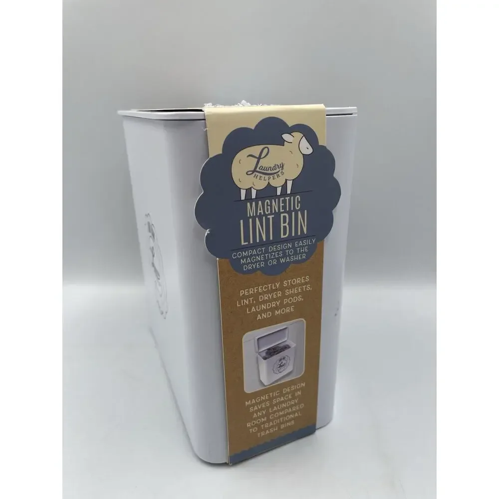 Magnetic Compact Lint Bin Laundry Helper Wall Mounted Metal Lint Box Holder